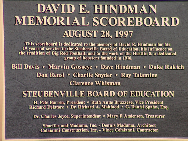 Plaque on Scoreboard